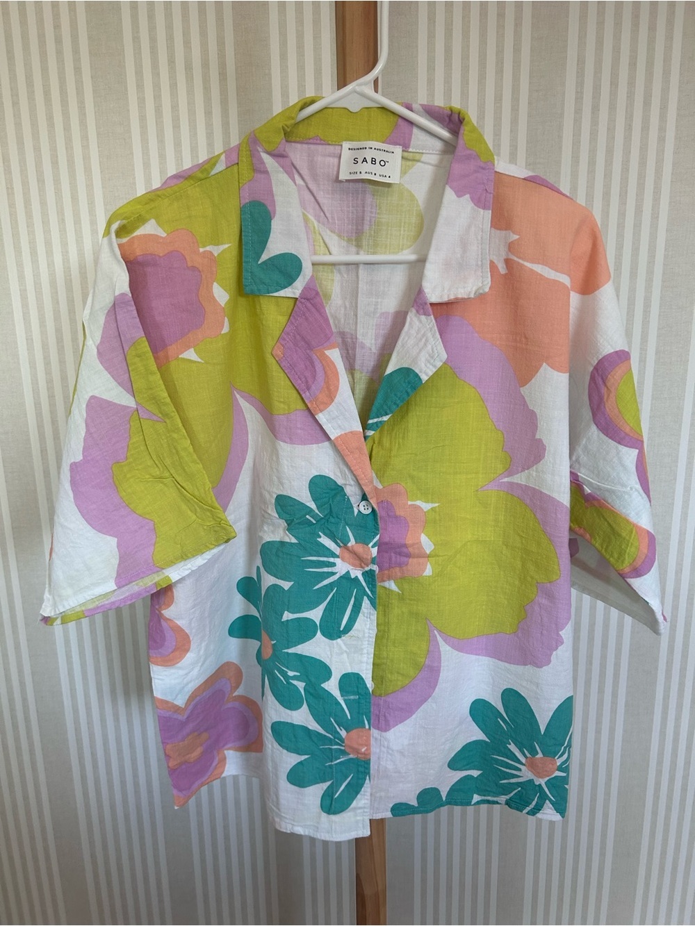 SABO Seona Top and Shorts Matching Set Bubblegum Floral Tropical Print Size S/M - Picture 10 of 16